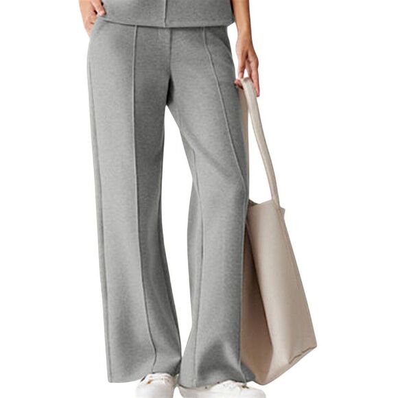 OGL Gray Soft Cozy Wool Blend High Waist Straight Leg Pull On Pocket Pants Sz M - Picture 1 of 11